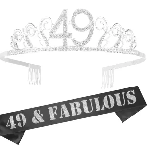 49th Birthday Decoration for Women, 49th Birthday Tiara and Sash, HAPPY 49th Birthday