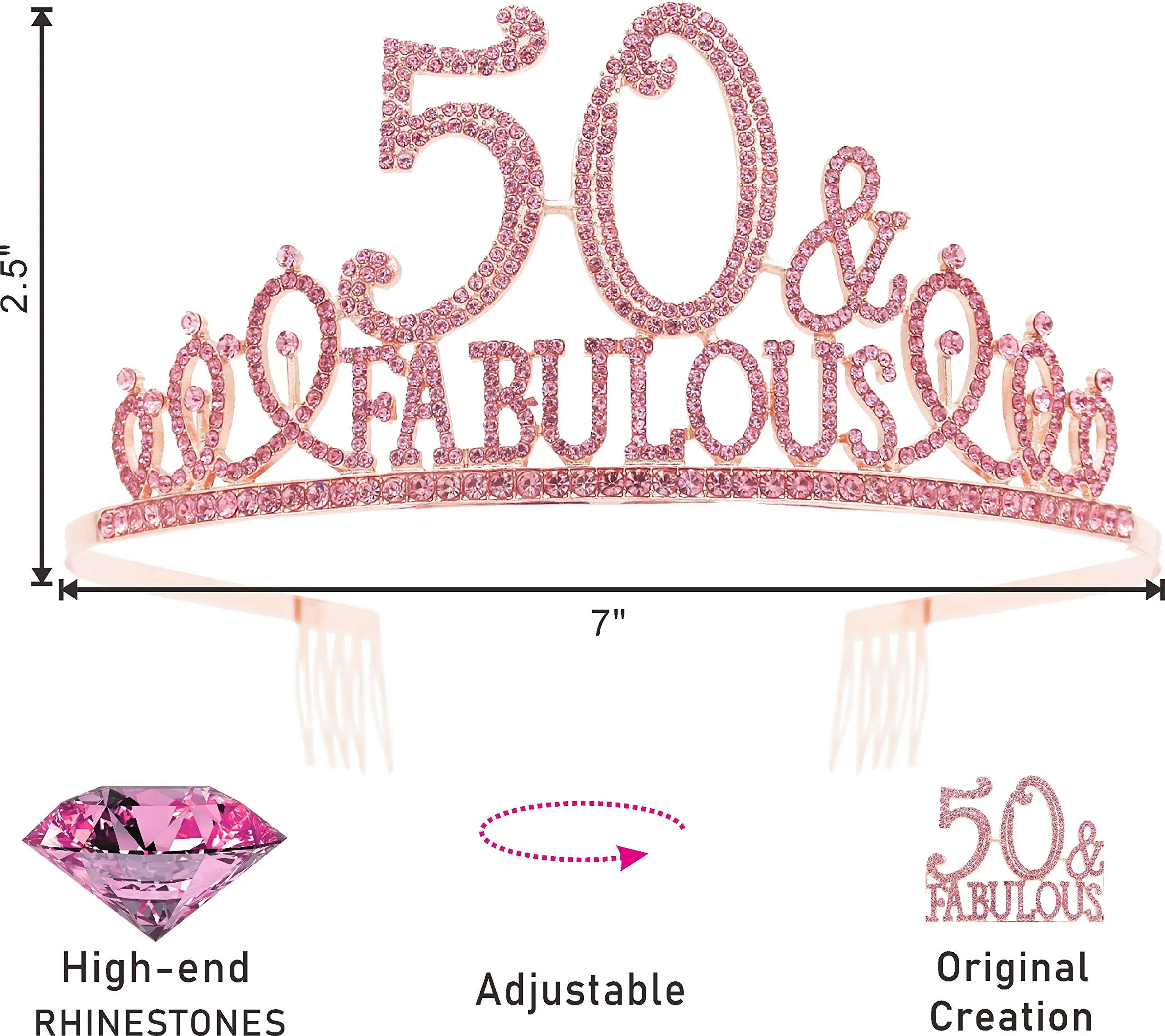 50 Birthday,50th Birthday Gifts for Women,50th Birthday Tiara Pink,50 and Fabulous,50