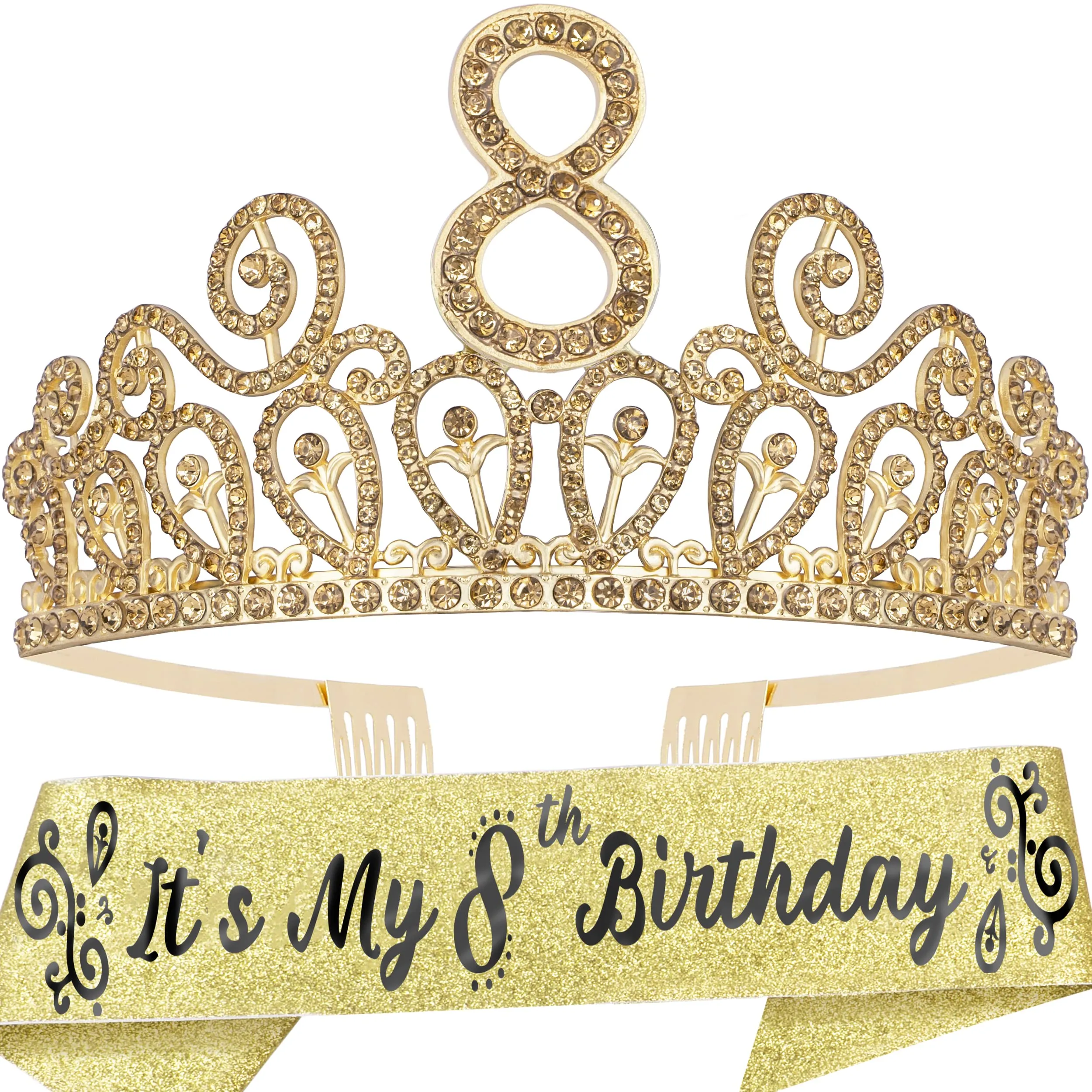 8th Birthday, 8th Birthday Girl, 8th Birthday Tiara, 8th Birthday Tiara and Sash, 8th