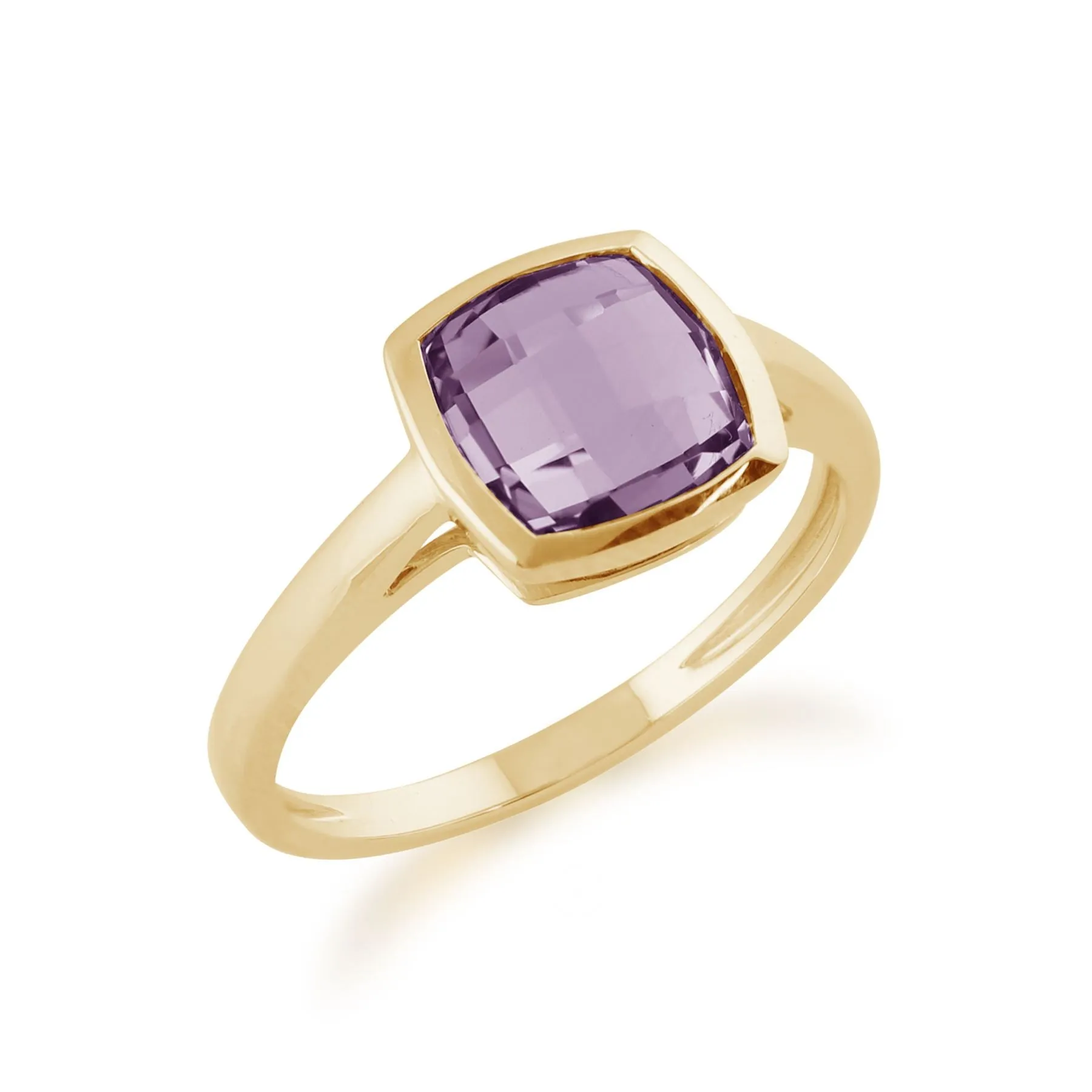 9ct Gelbgold 2.00ct Quadrat Amethyst Leuchtkraft Ring