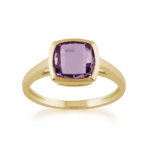 9ct Gelbgold 2.00ct Quadrat Amethyst Leuchtkraft Ring