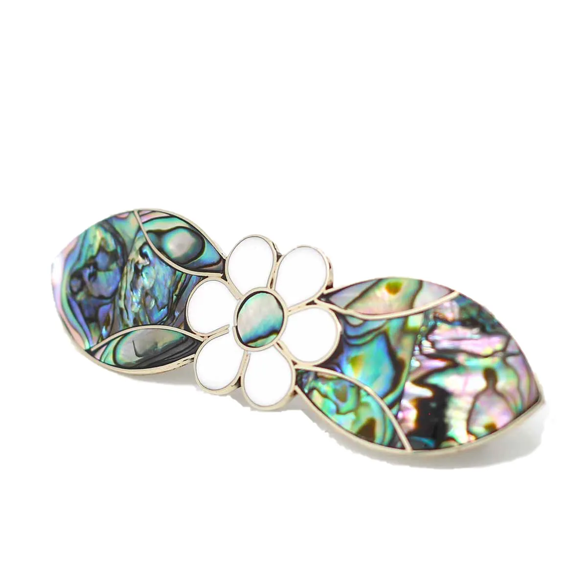 Abalone and Mother of Pearl Daisy Hair Barrette Artisana