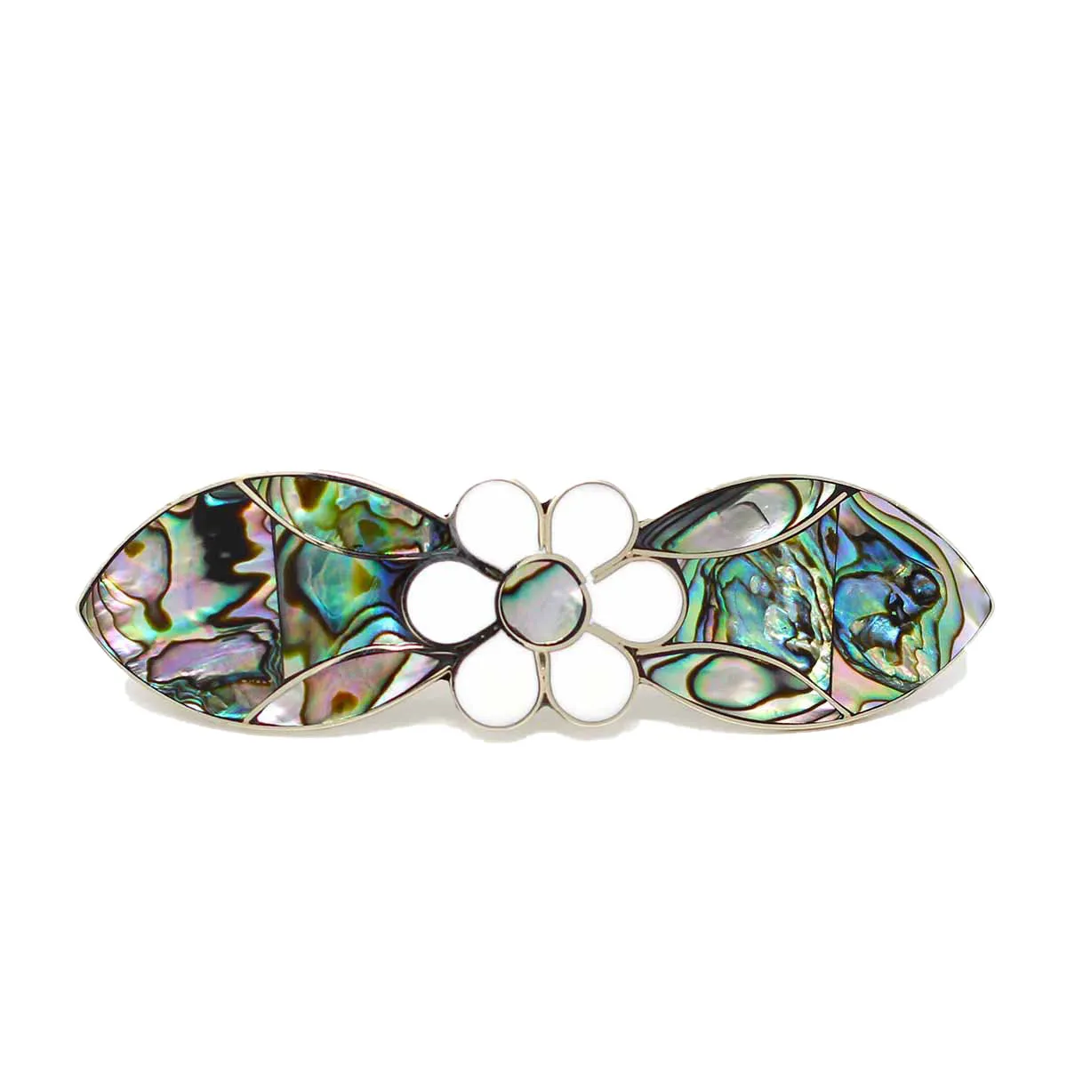 Abalone and Mother of Pearl Daisy Hair Barrette Artisana