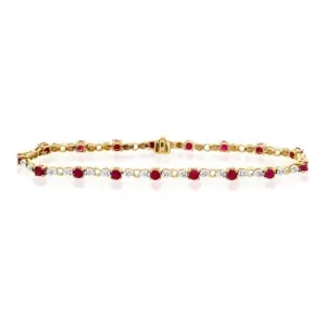 Acotis Diamonds 9K Gold 0.17ct Diamond Ruby Bracelet G1375