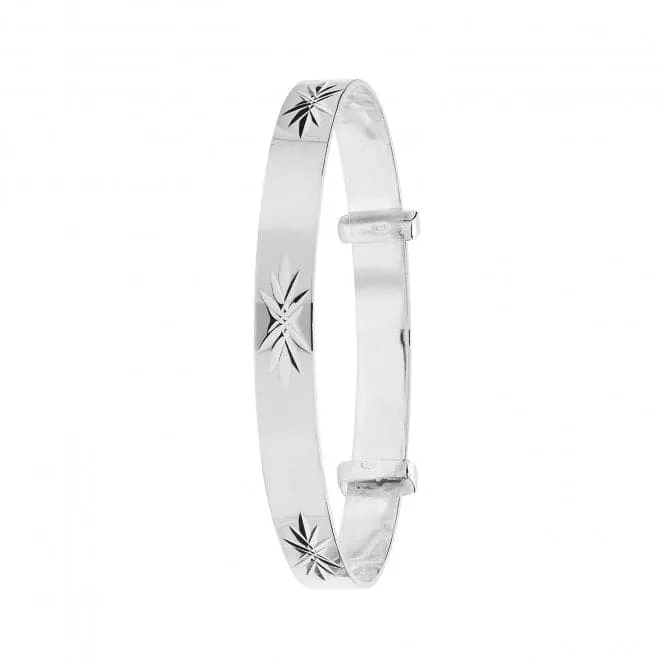 Acotis Silver Babies Round Dia Cut Expandable Bangle G4379