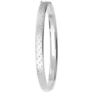 Acotis Silver Bangle Oval Dia Cut Frosted Hinged G4128