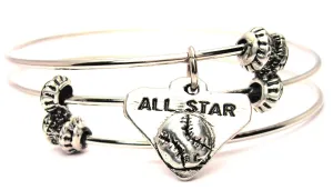 All Star Baseball Softball Base Triple Style Expandable Bangle Bracelet