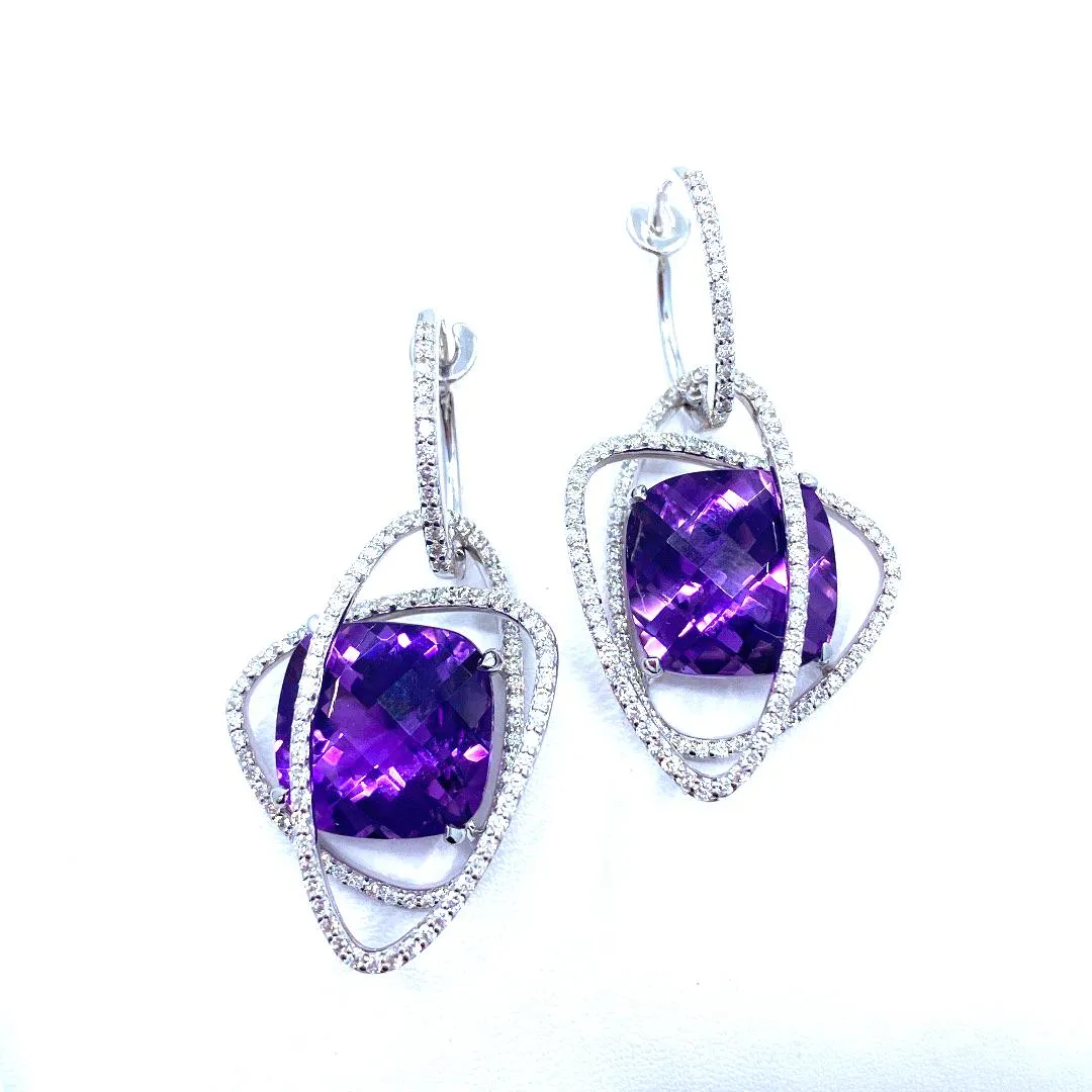 Amethyst & Diamond Earrings