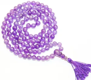 Amethyst Buddhist style mala for peace ( light purple )  7 mm beads - Premium Quality