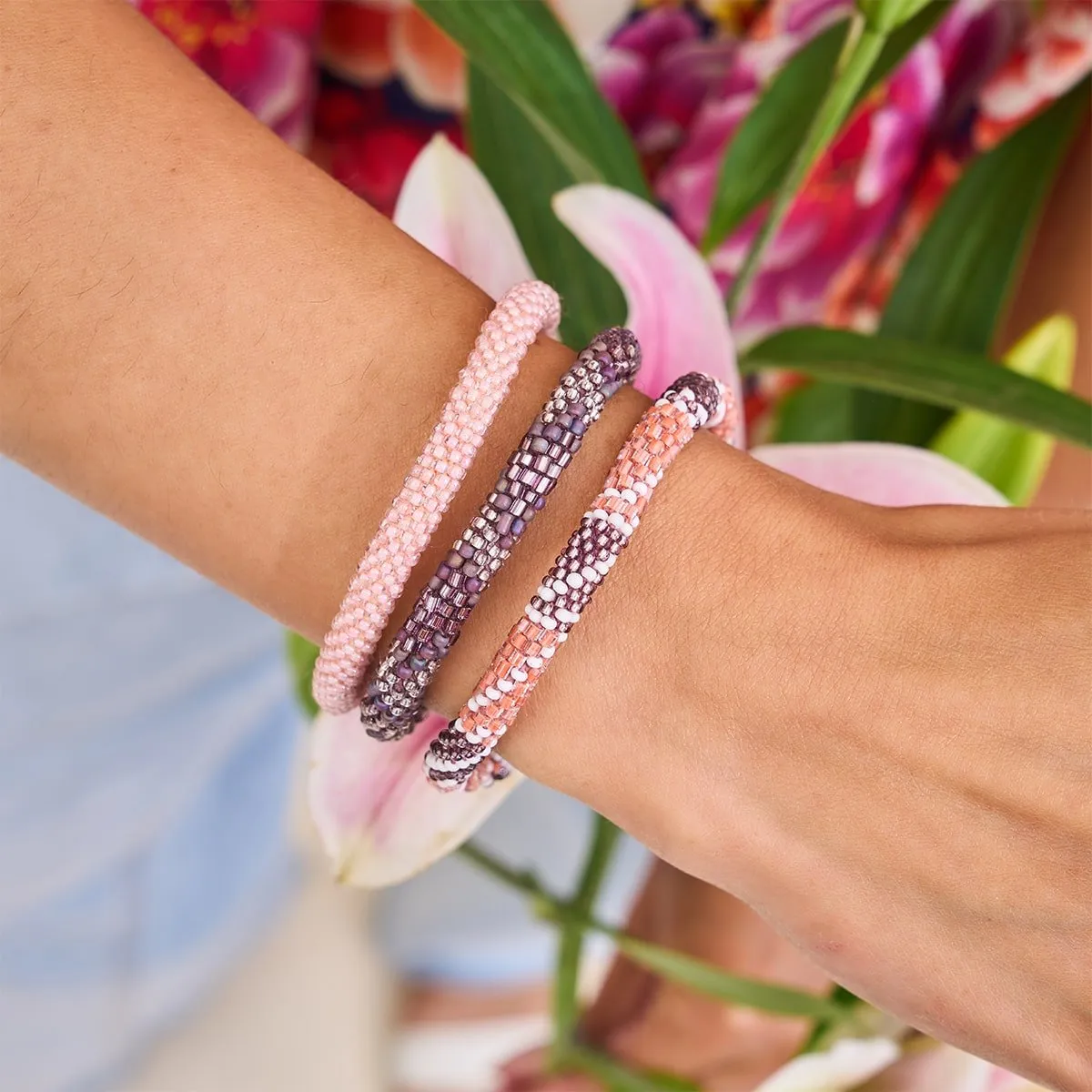 Amethyst Grove | Himalayan Glass Bead Bracelet