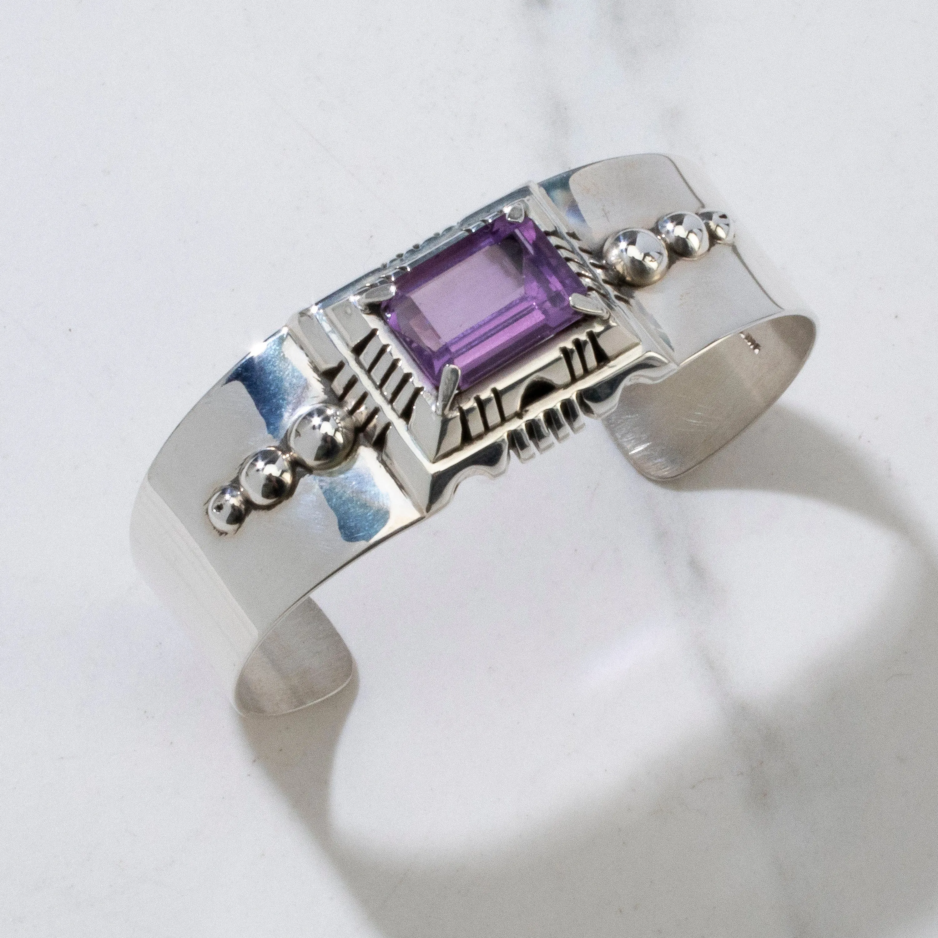 Amethyst Navajo USA Native American Made 925 Sterling Silver Cuff