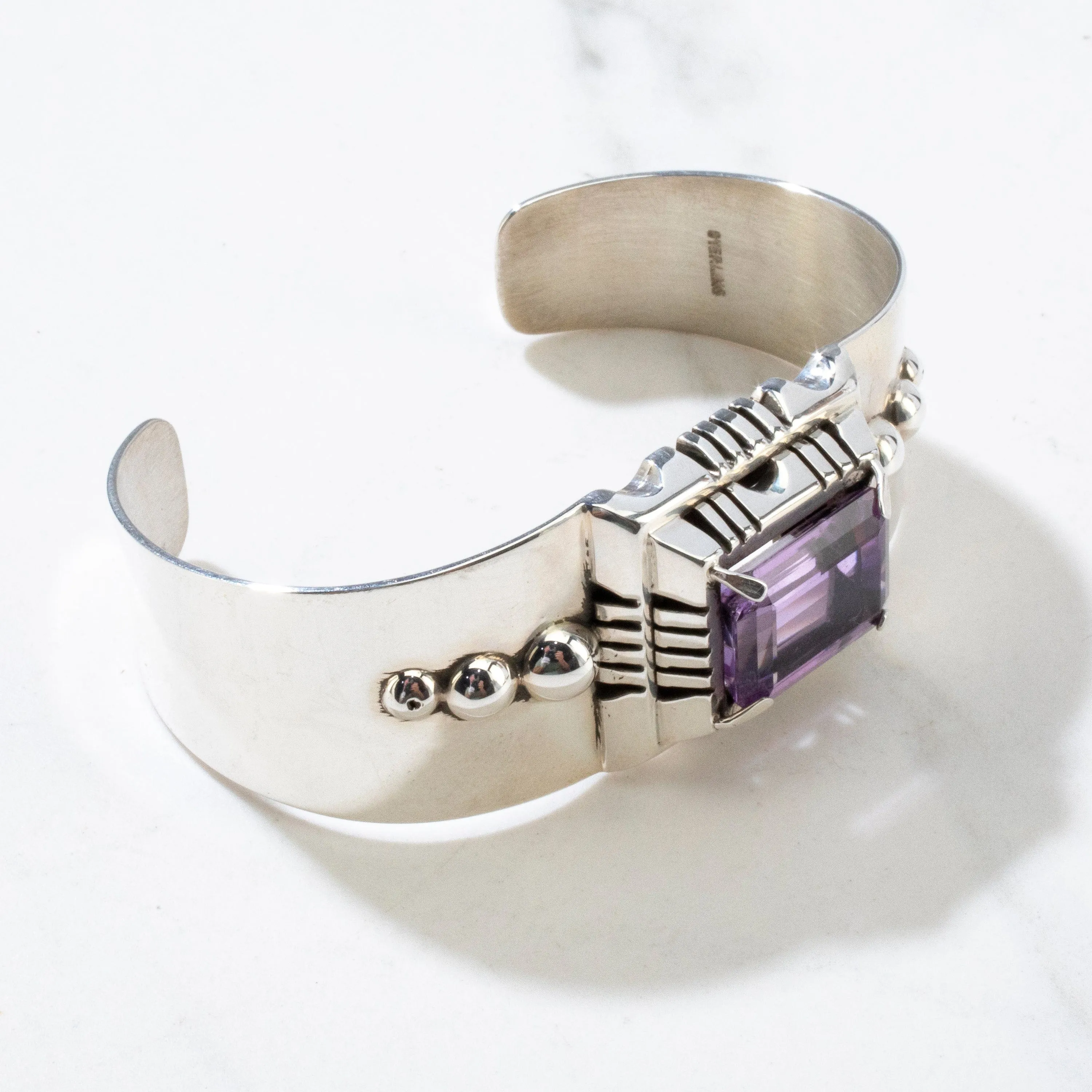 Amethyst Navajo USA Native American Made 925 Sterling Silver Cuff