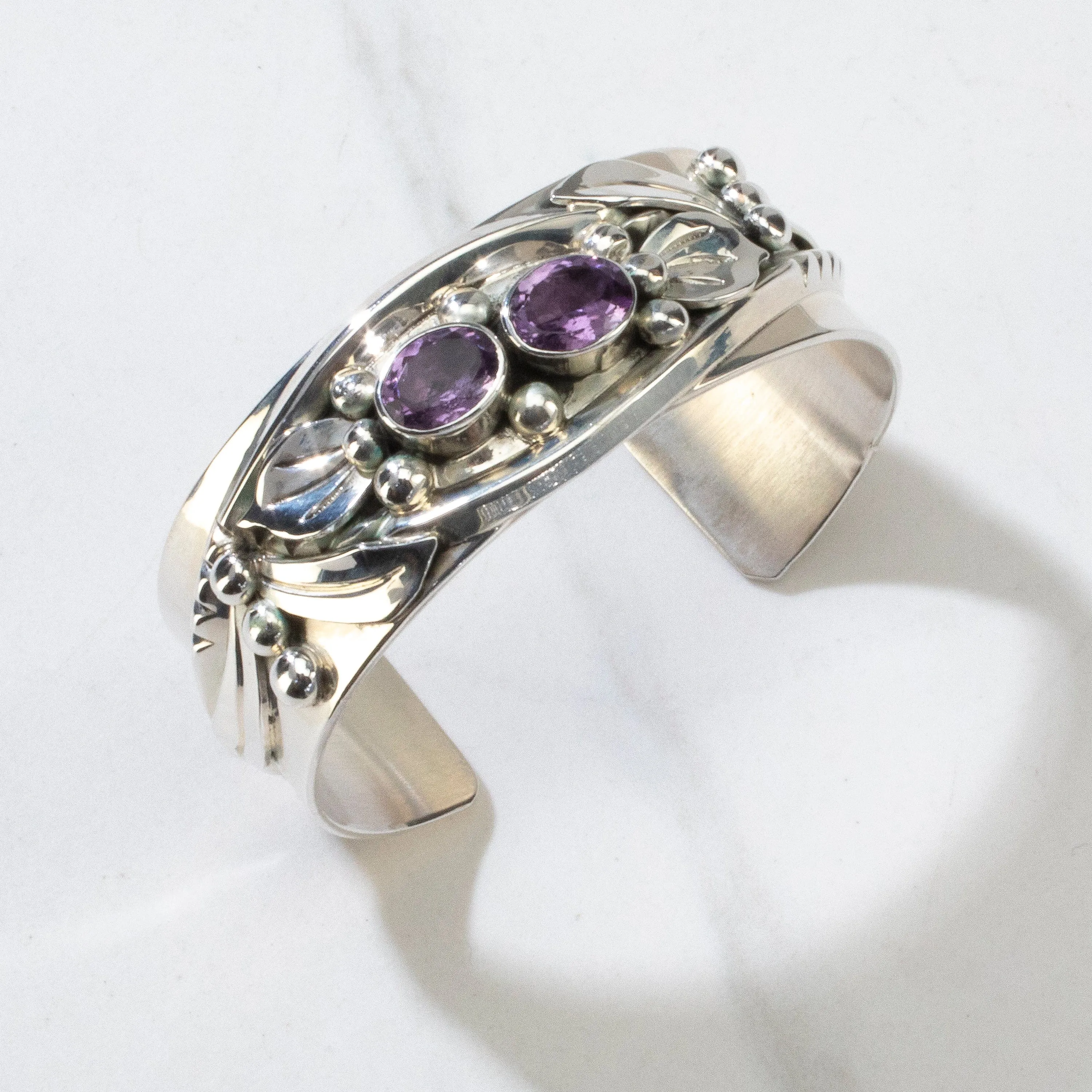 Amethyst Navajo USA Native American Made 925 Sterling Silver Cuff