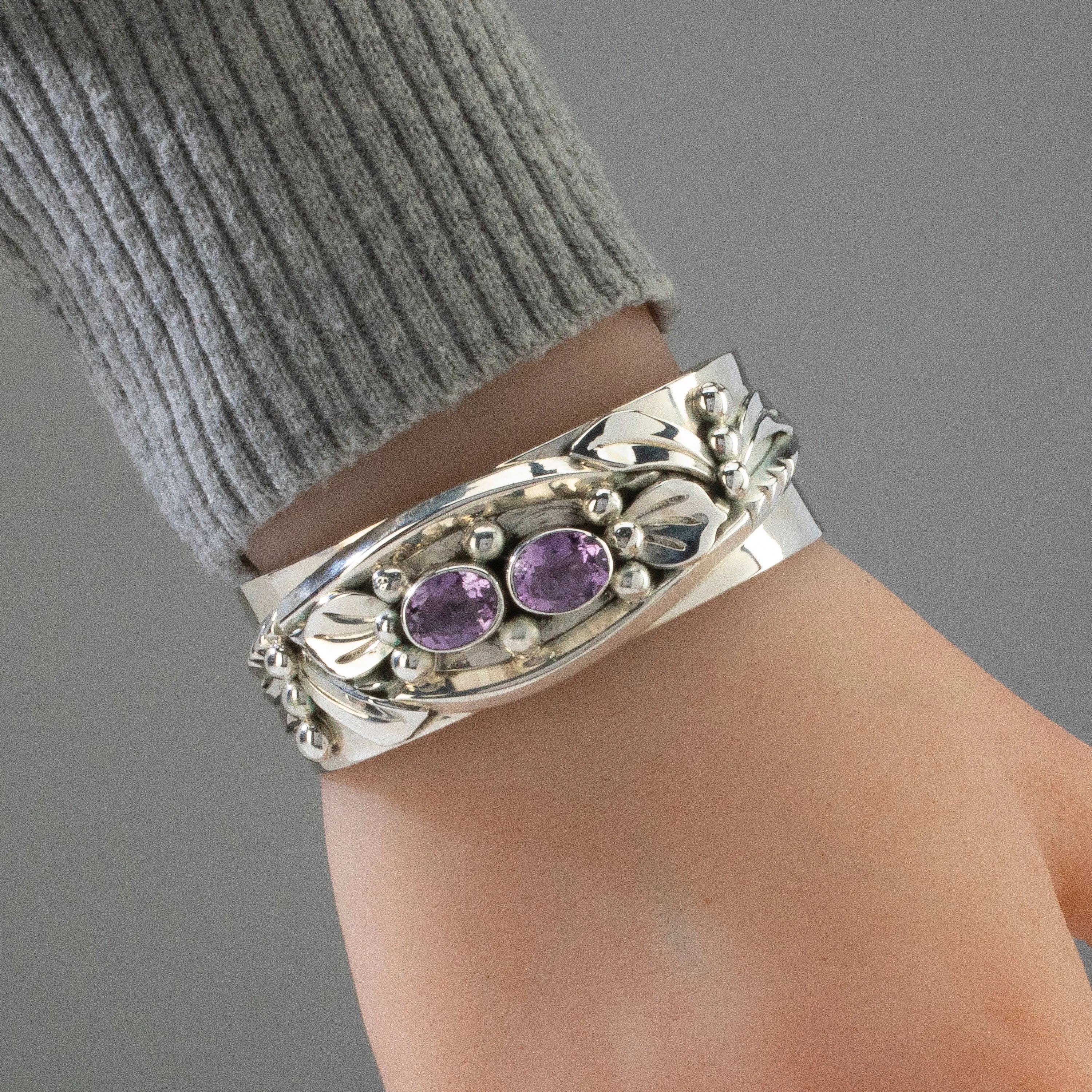 Amethyst Navajo USA Native American Made 925 Sterling Silver Cuff