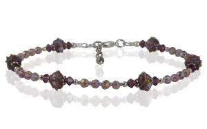 Amethyst Violet Crystal Beaded Anklet