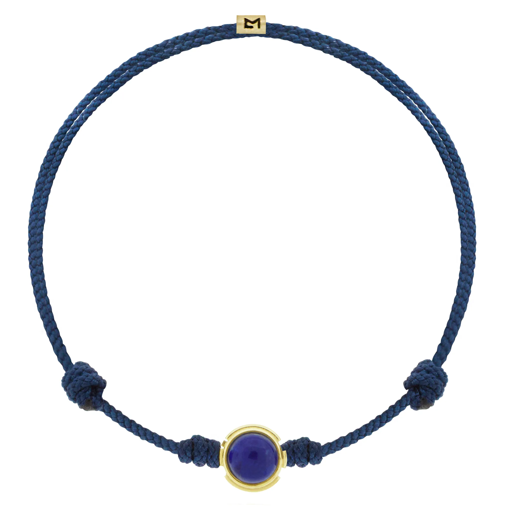 AMOR Cabochon Bead on Navy Cord Bracelet