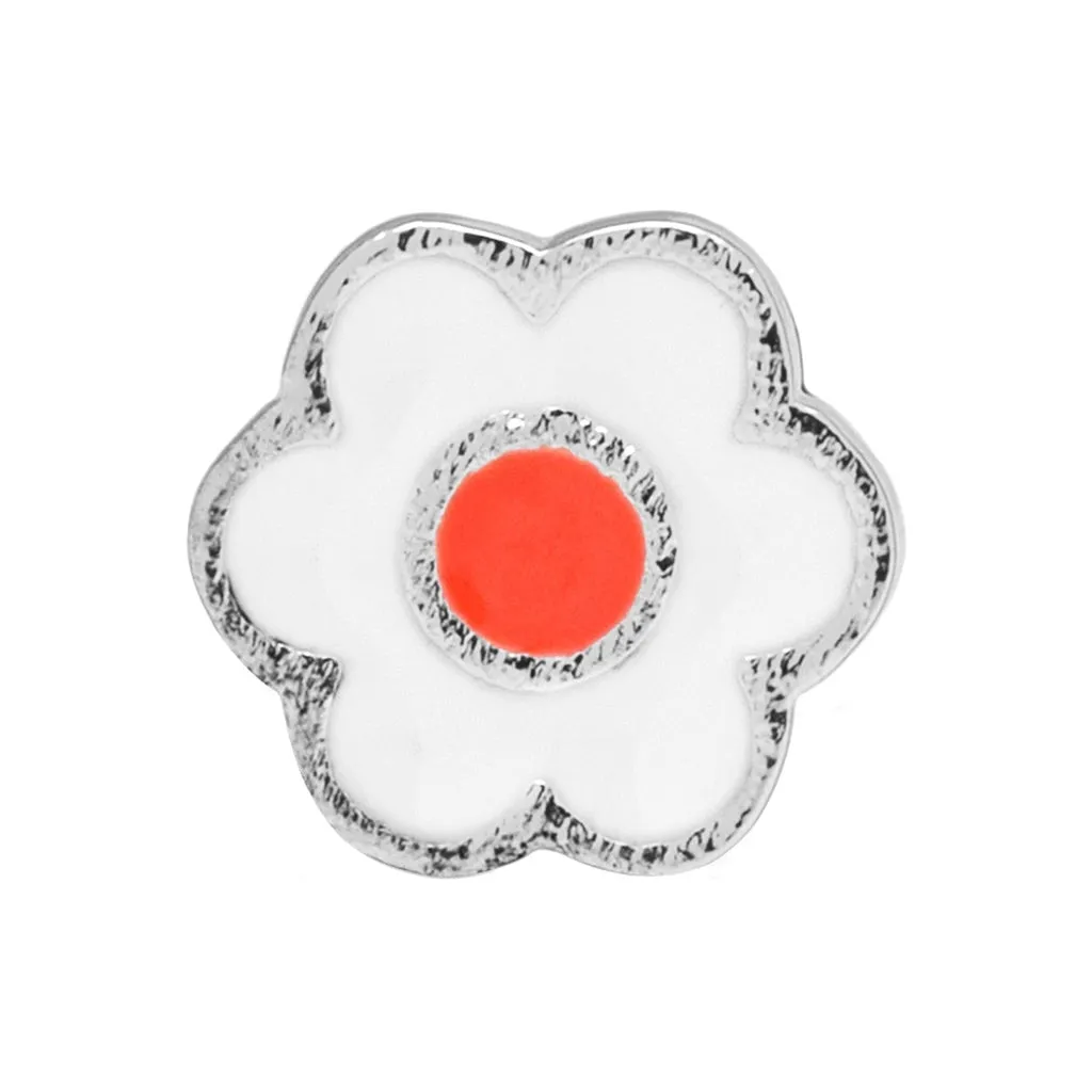 Anemone earring 1 pcs silver plated - Orange/Coral - White