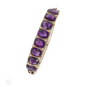 Antique amethyst, gold, and diamond bangle bracelet