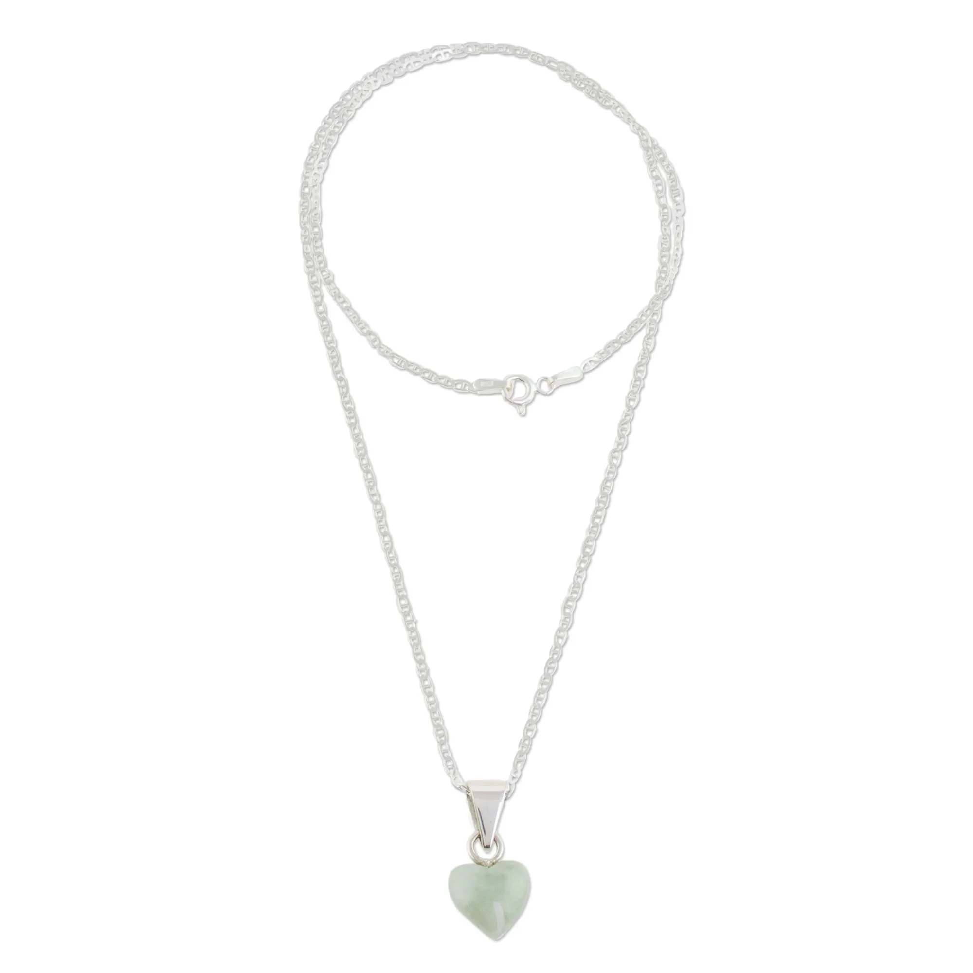 Apple Green Symbol of Love Apple Green Jade Heart Necklace from Guatemala