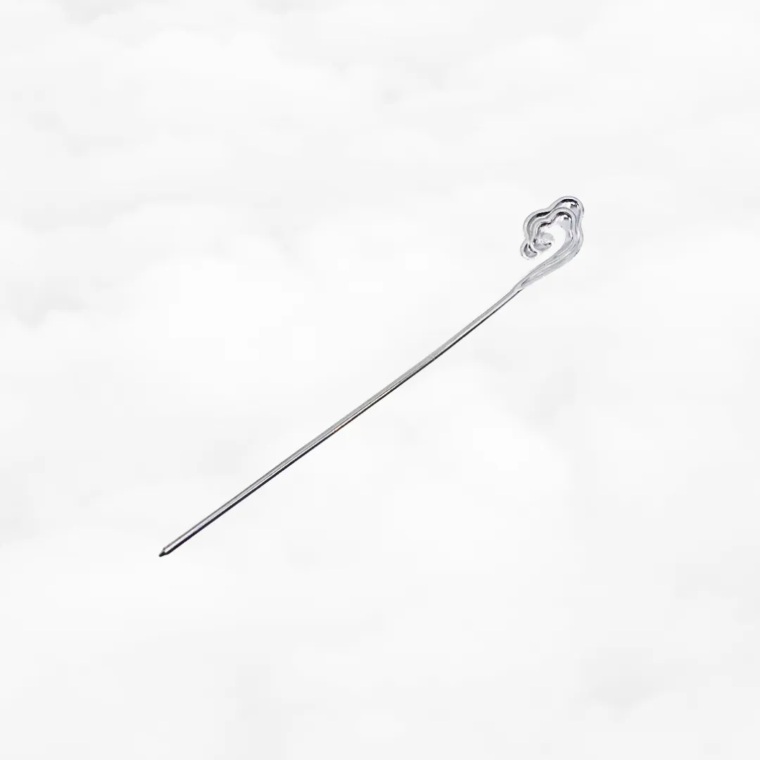 Auspicious Cloud Hair Stick Satin Silver