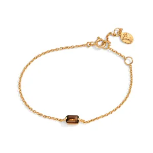 Baguette Mini Bracelet, Smokey Quartz, 9kt Yellow Gold