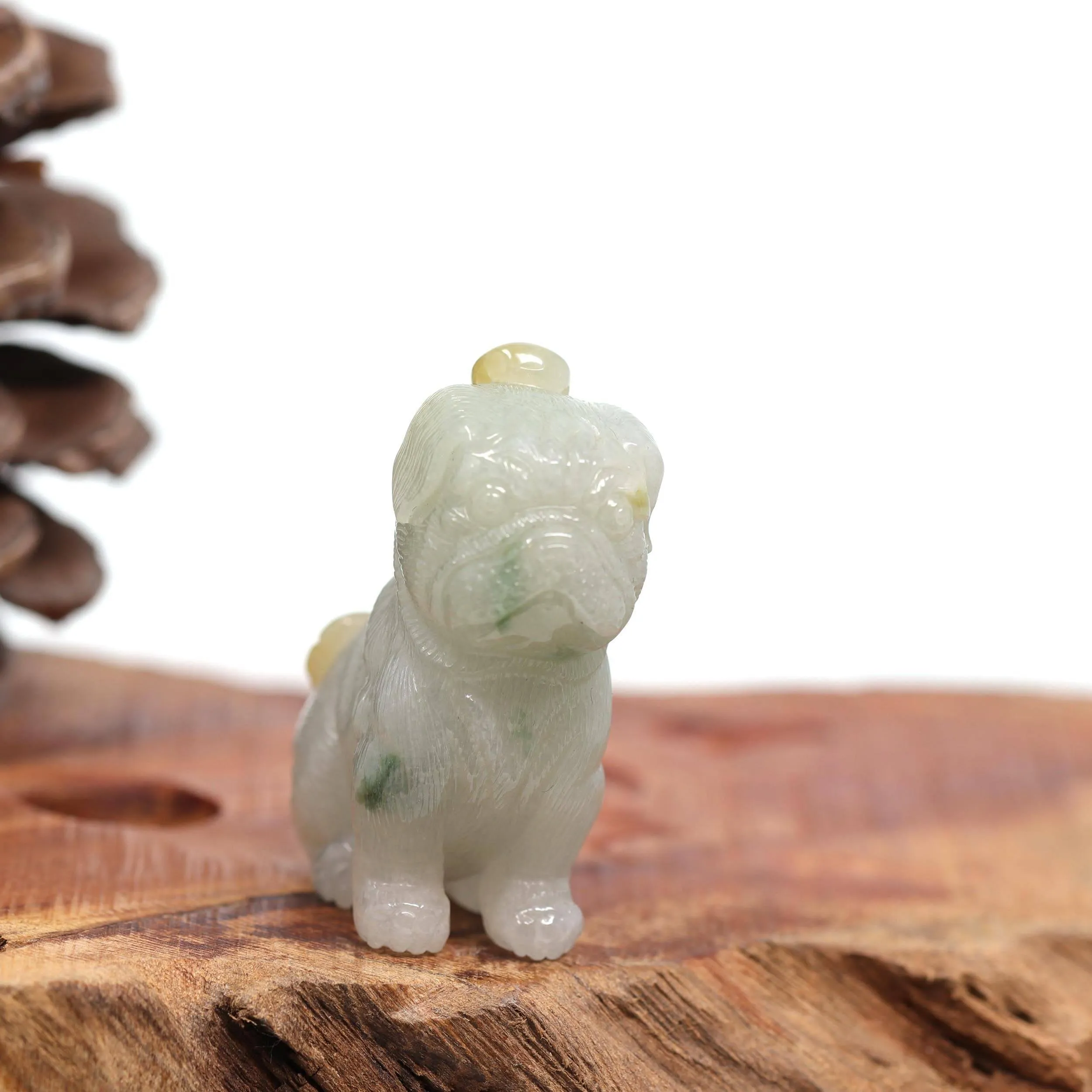 Baikalla™ Natural Jadeite Jade Shar Pei Dog Carving, Collectibles