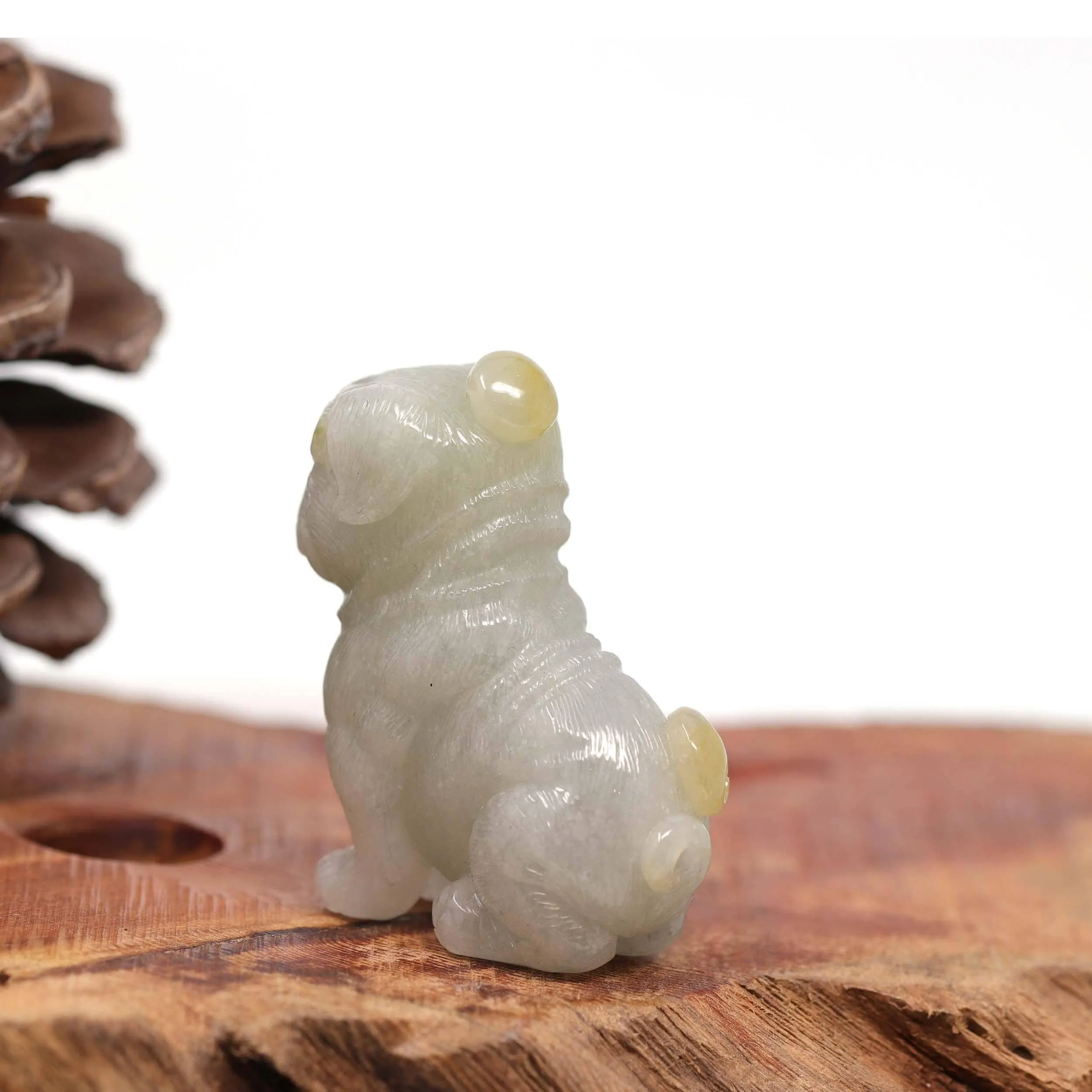 Baikalla™ Natural Jadeite Jade Shar Pei Dog Carving, Collectibles