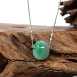 Baikalla™ "Good Luck Button" Necklace Real Deep Green Jade Lucky KouKou Pendant Necklace