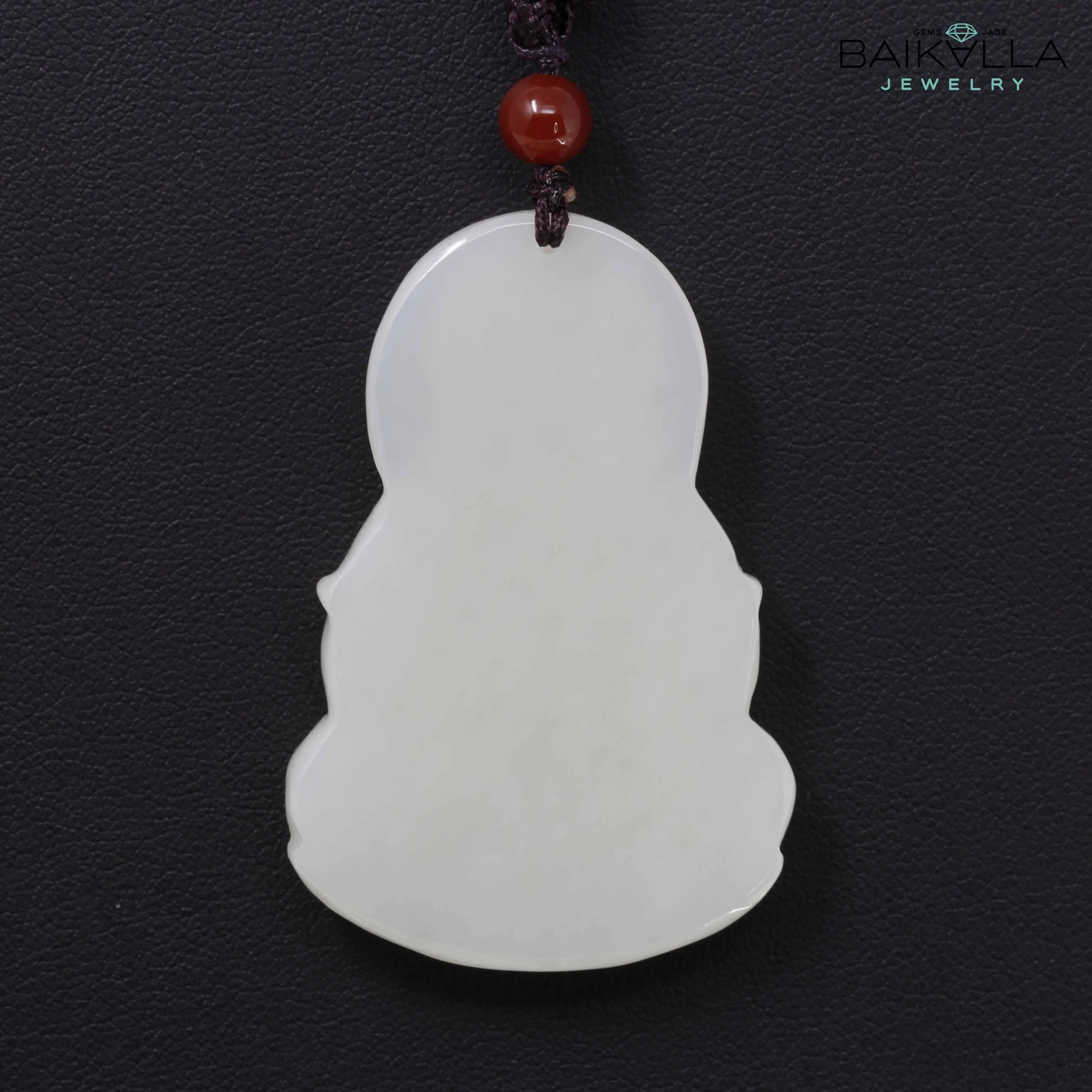 Baikalla™ "Guan Yin" Genuine HeTian White Nephrite Jade Guanyin Pendant Necklace