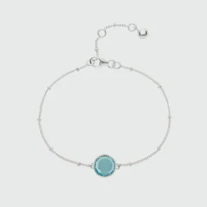 Barcelona Silver March Blue Topaz Birthstone Bracelet