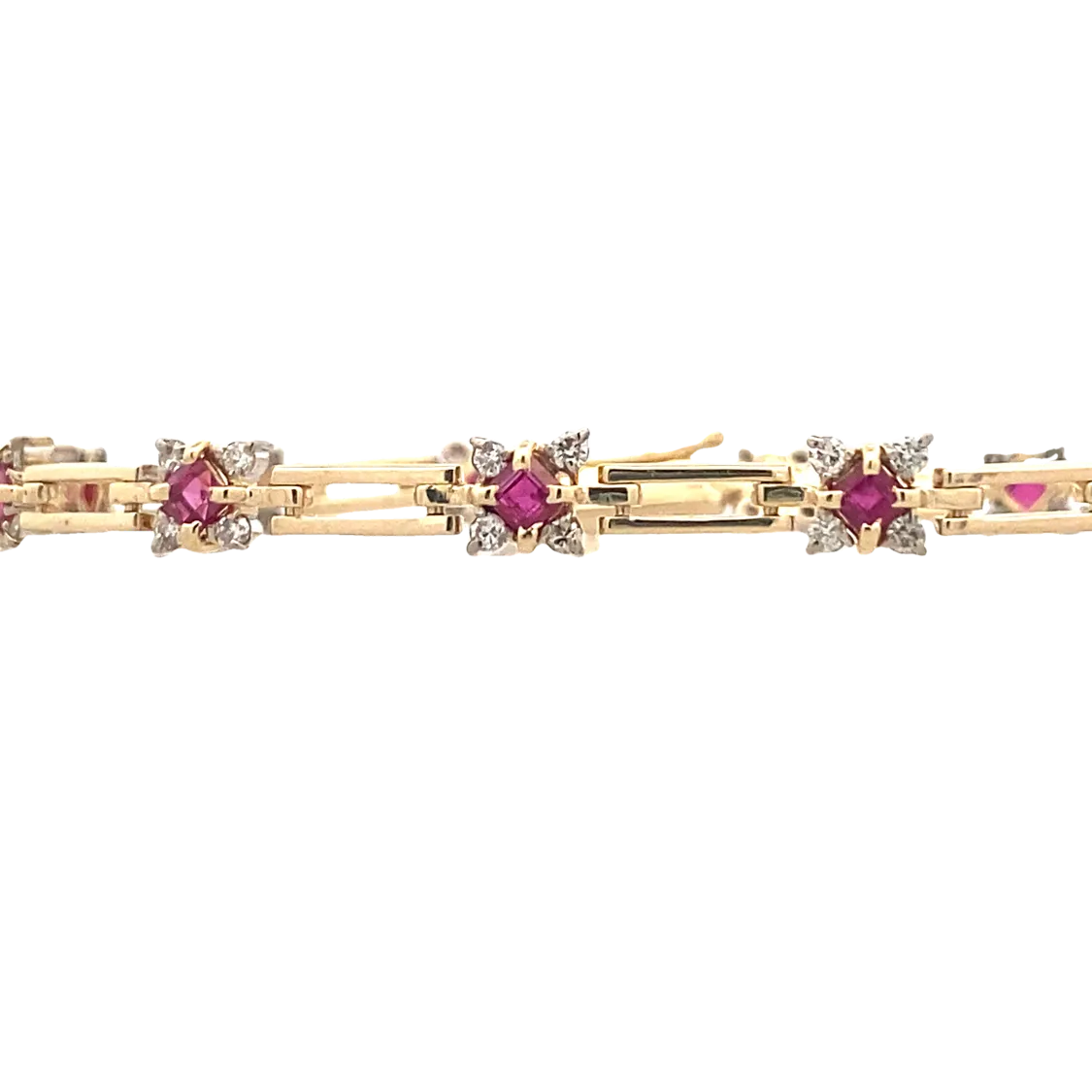 BCJ Estate Jewelry Two-Tone Ruby Fancy Link Bracelet