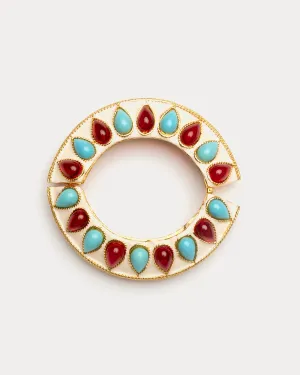 Beaded Bangle Bracelet White Turquoise Ruby