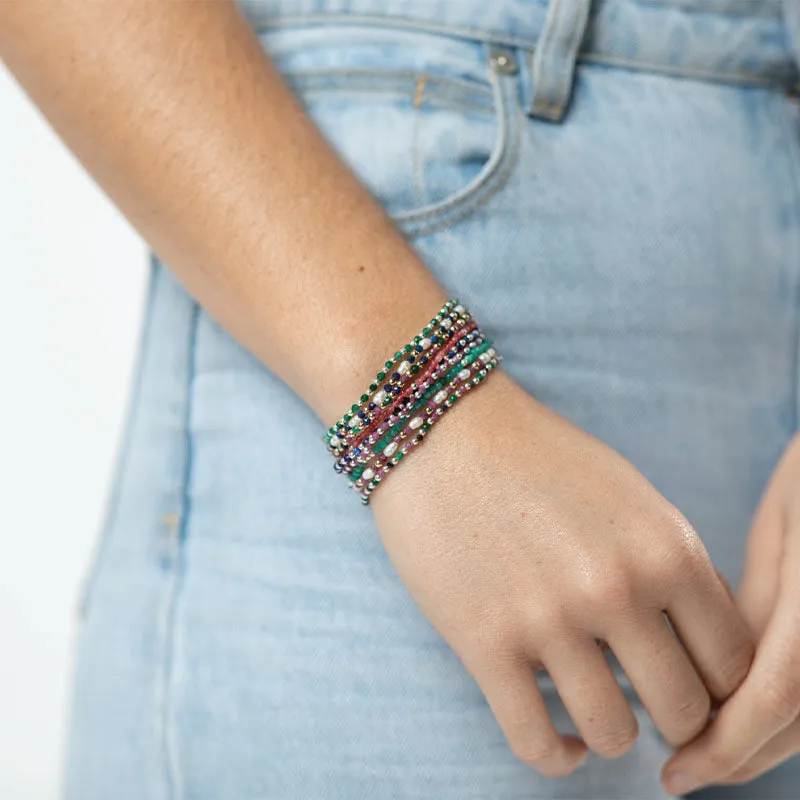 BEADED PEARL AND RUBY BRACELET