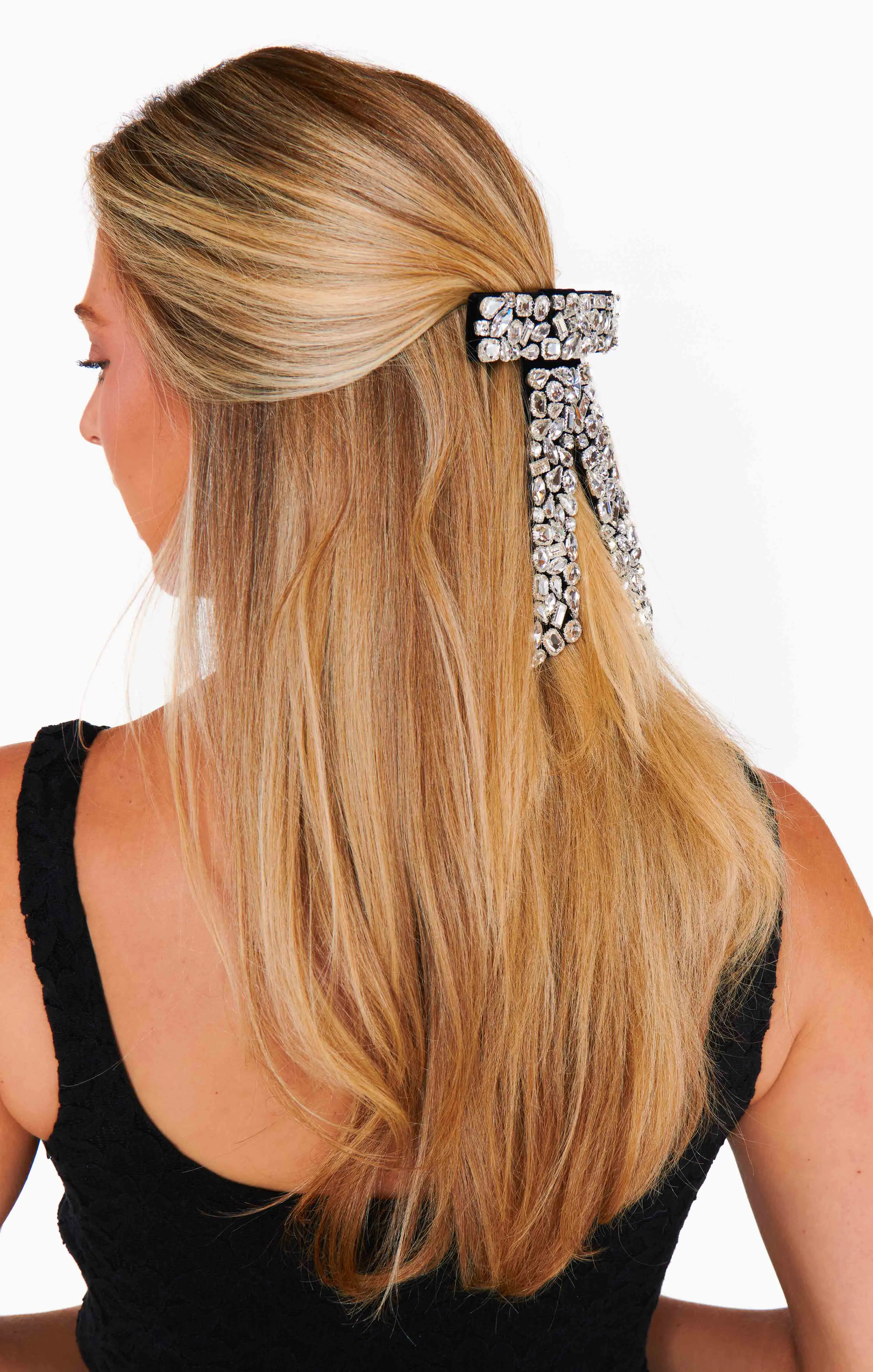 Bejeweled Hair Bow ~ Black Rhinestone