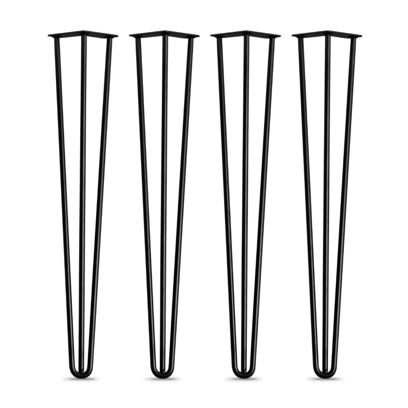 Black 28"/16" Solid Steel 3-Rod Hairpin Legs for Tables/Benches