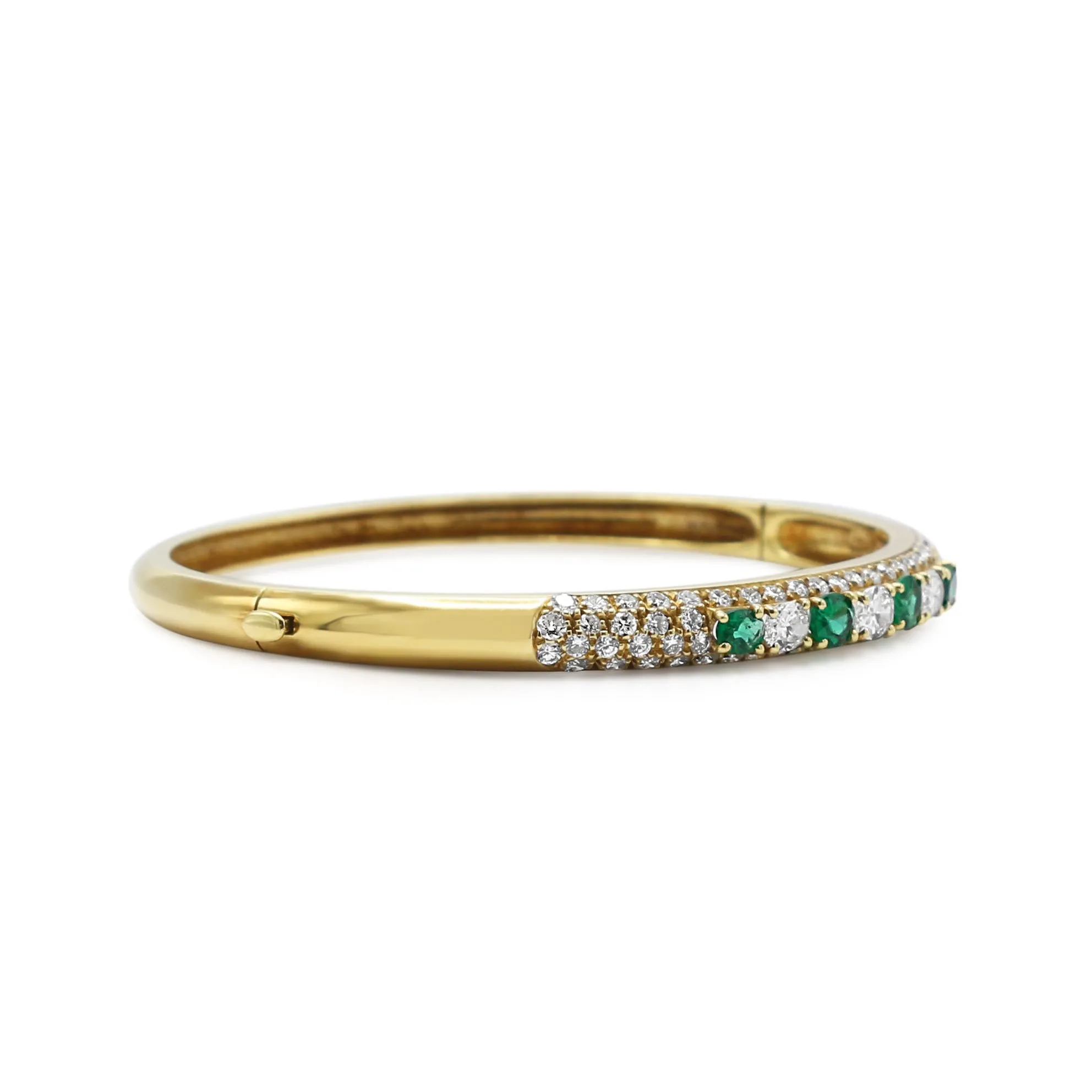 Brilliant & Oval Cut Emerald Hinged Bangle