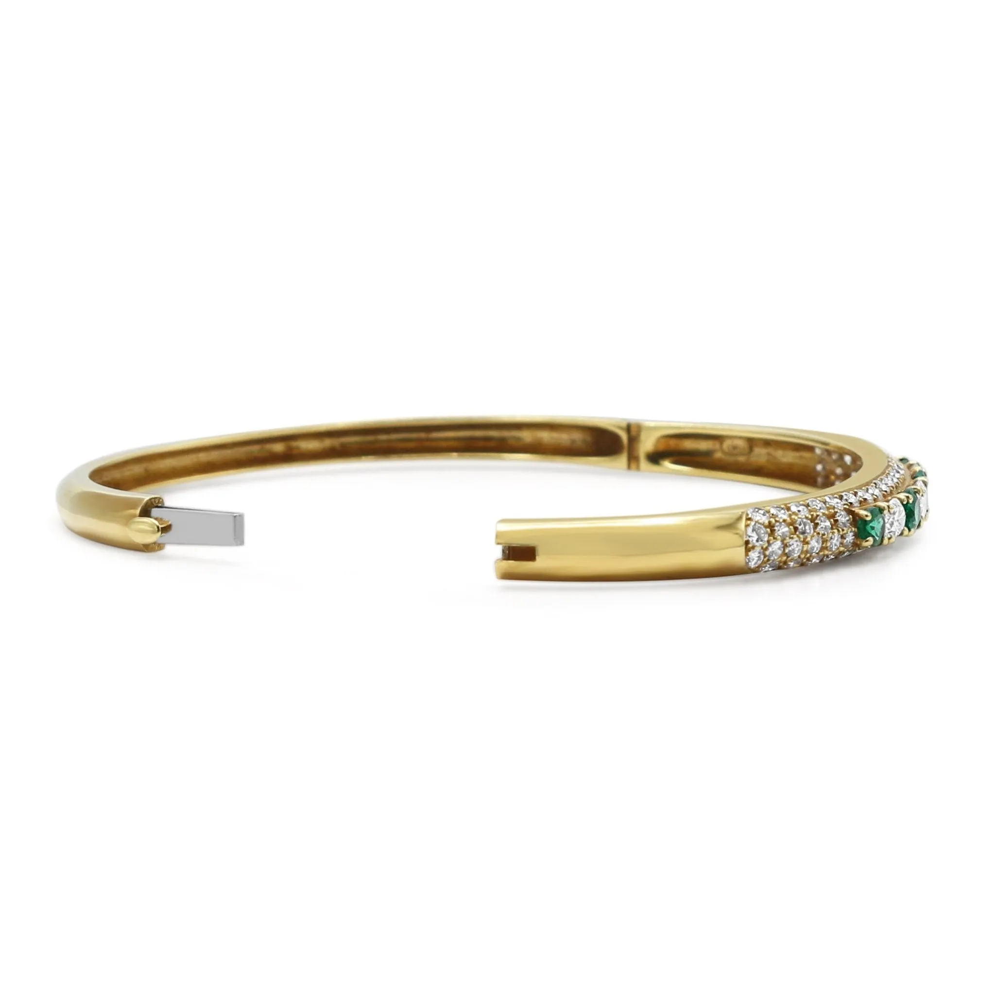 Brilliant & Oval Cut Emerald Hinged Bangle