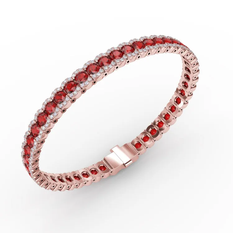 Brilliant in Red Ruby and Diamond Bracelet