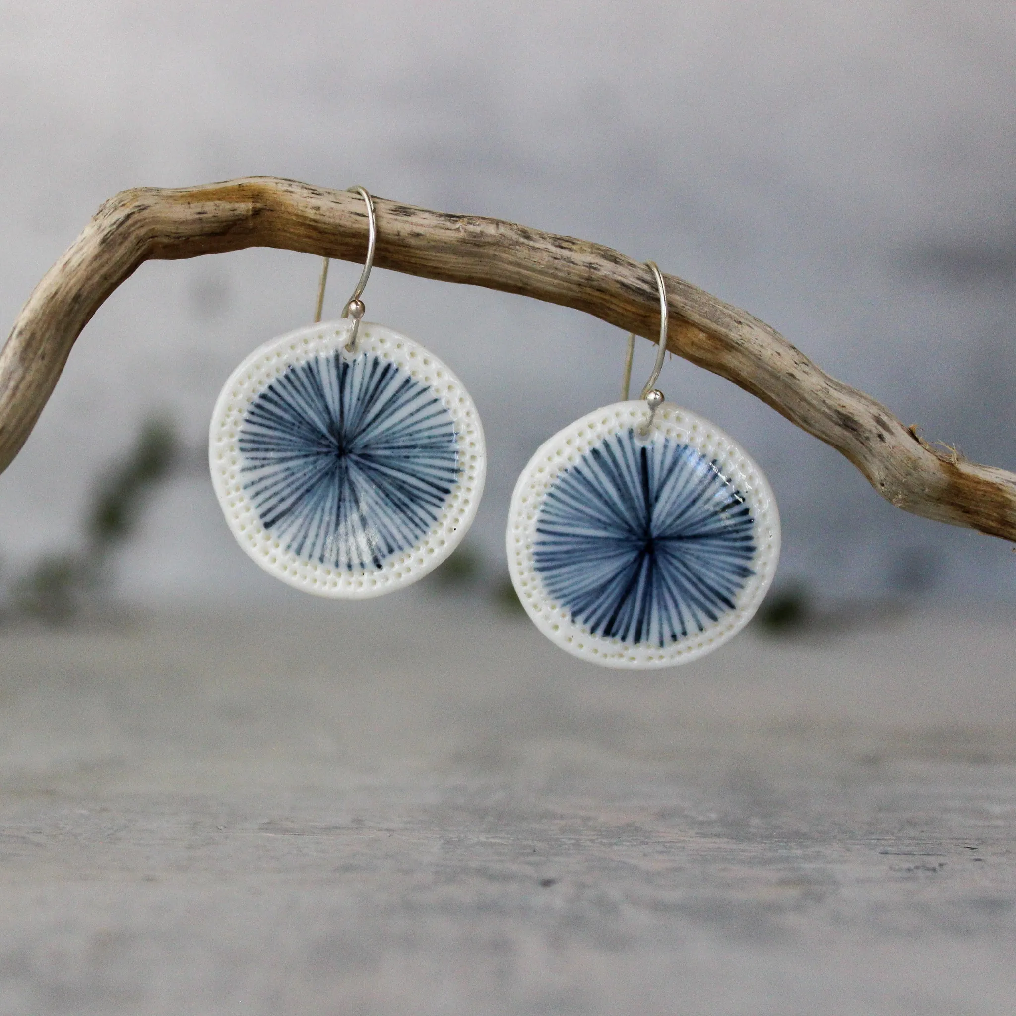 Ceramic Earrings Indigo Star