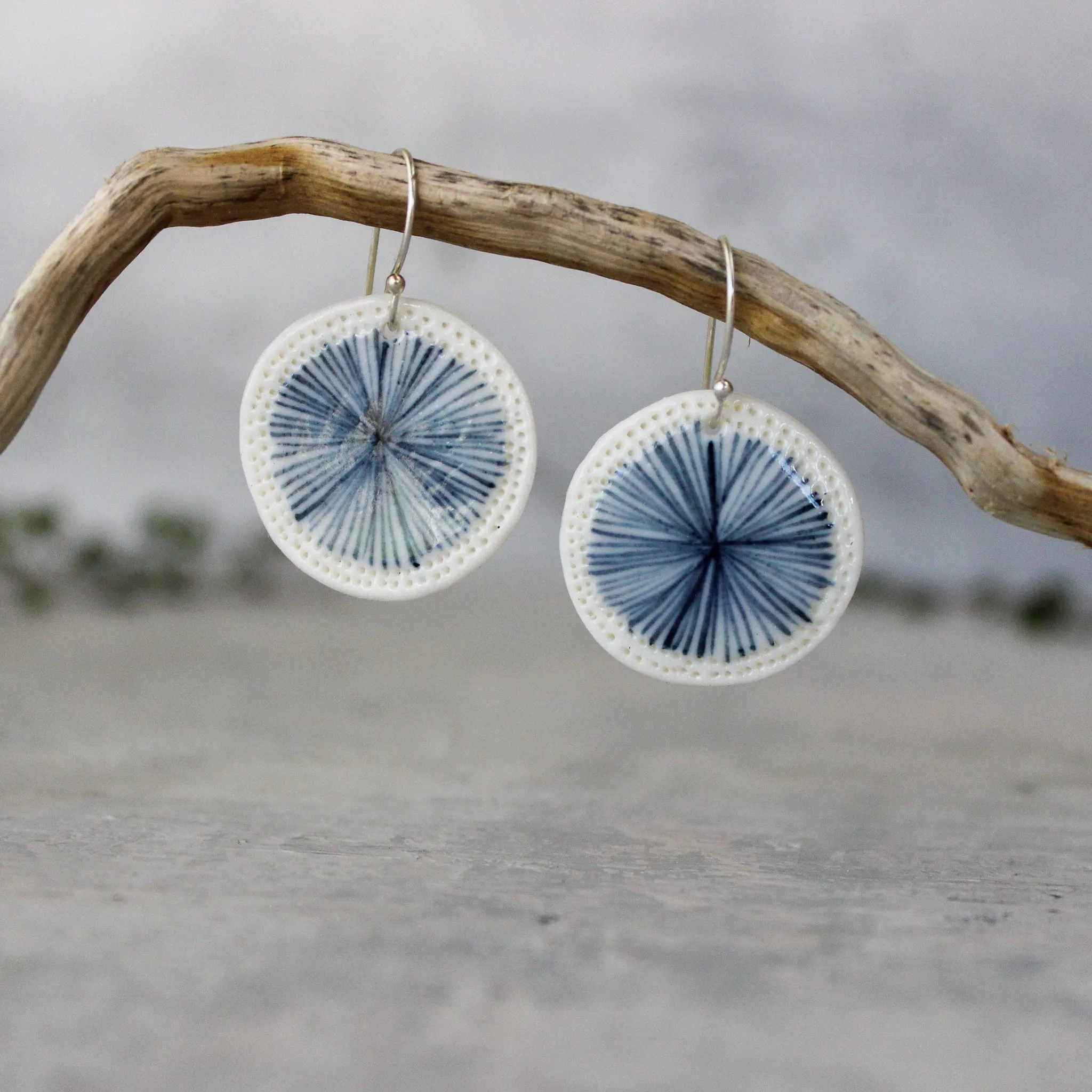 Ceramic Earrings Indigo Star