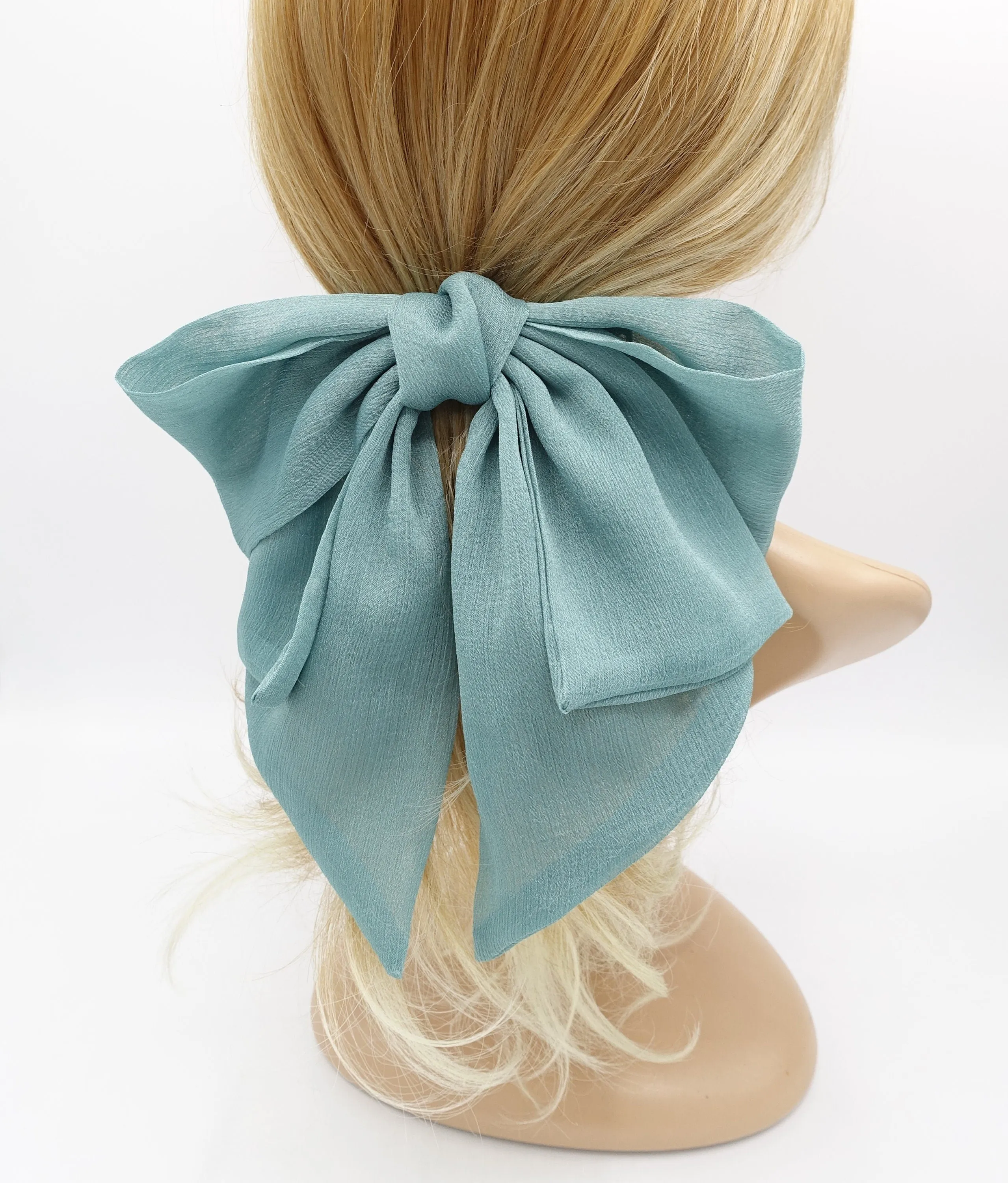 chiffon 2 tails hair bow large hair accessory for women