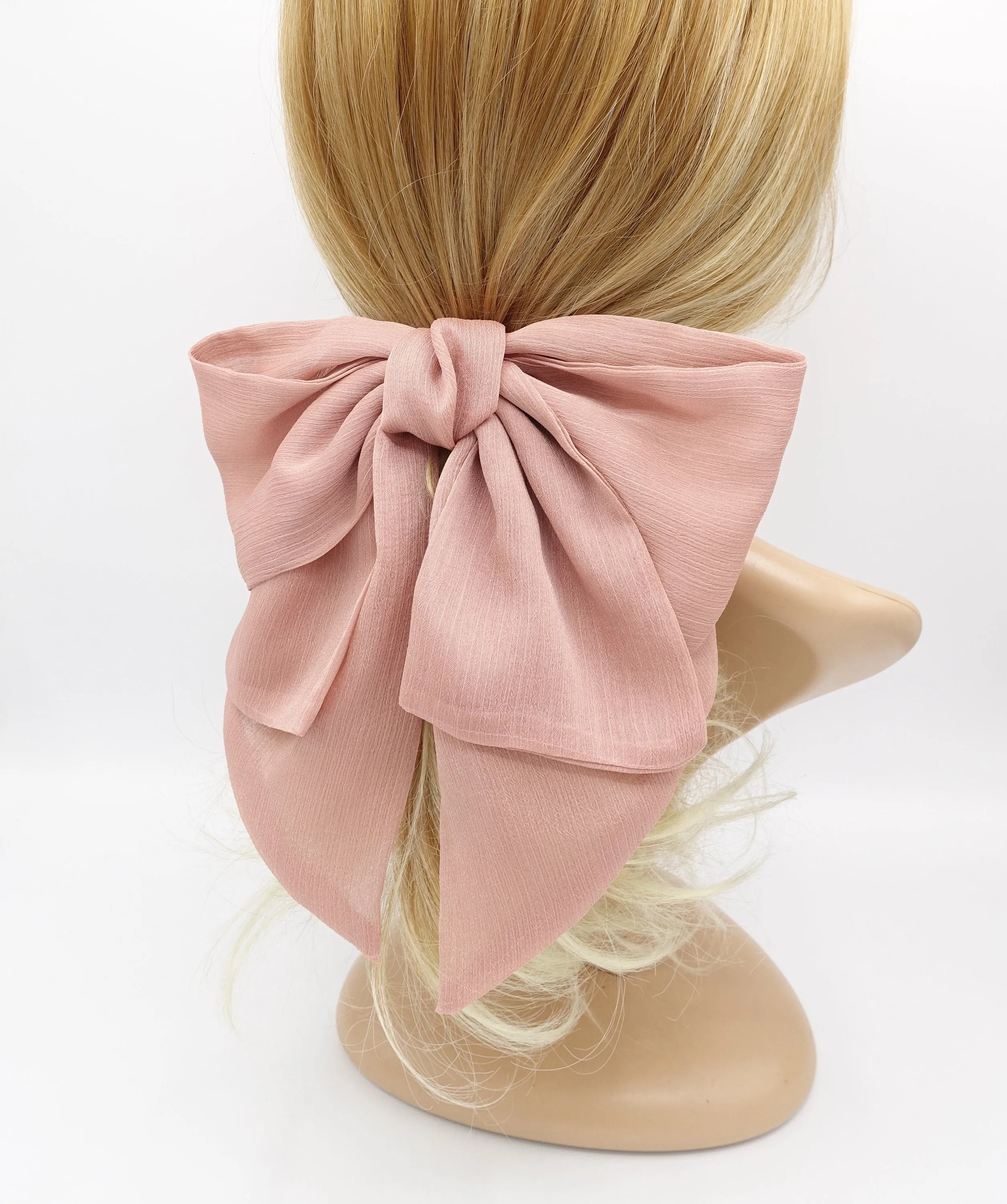 chiffon 2 tails hair bow large hair accessory for women