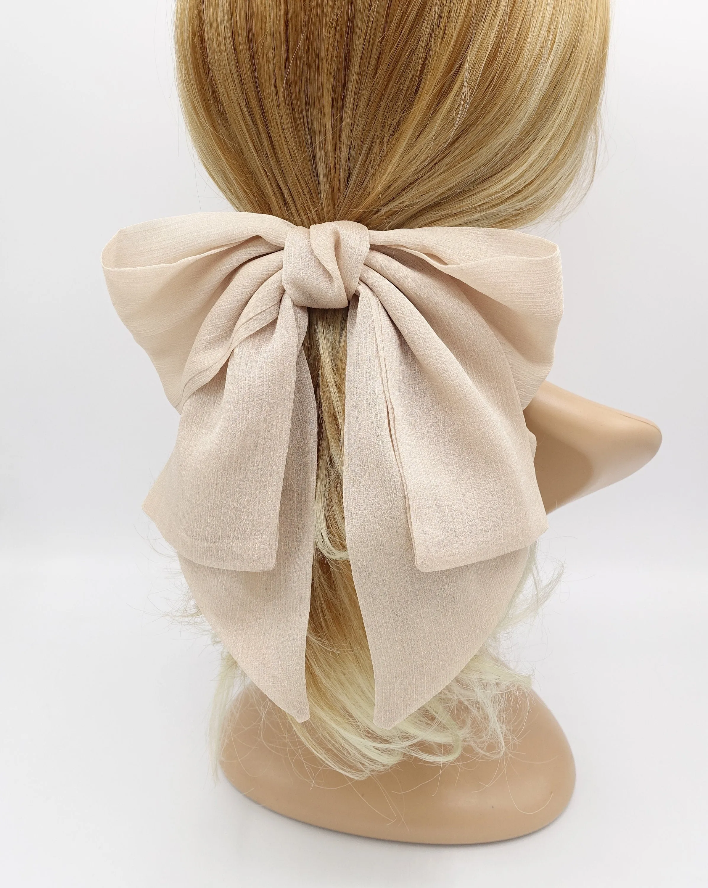 chiffon 2 tails hair bow large hair accessory for women