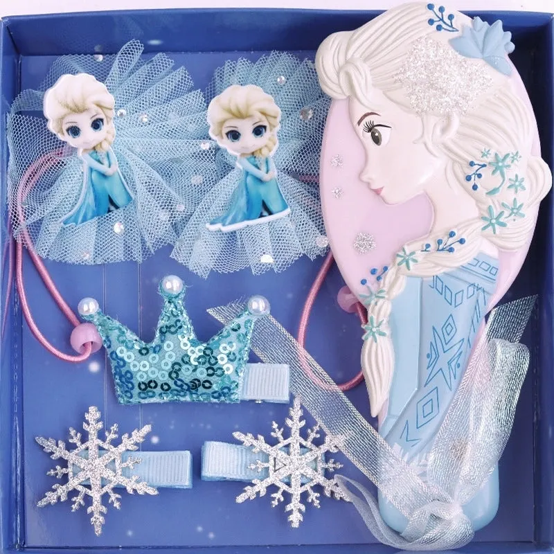 Children's Hair Accessories Bow Hairpin Princess Elsa Headdress Children's Hairpin Frozen Comb Suit Gift Box