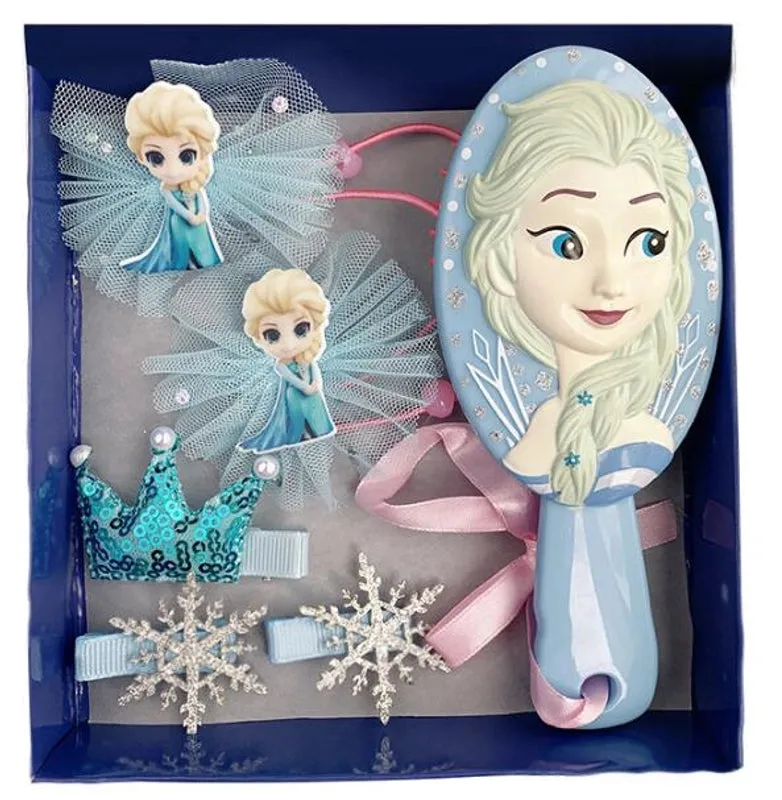 Children's Hair Accessories Bow Hairpin Princess Elsa Headdress Children's Hairpin Frozen Comb Suit Gift Box