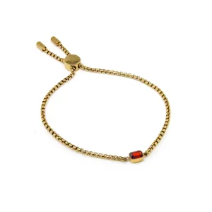 Children's July Ruby Birthstone Bracelet - Yellow Gold