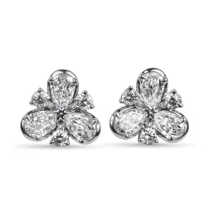 Christopher Designs 14K White Gold Diamond Flower Earrings