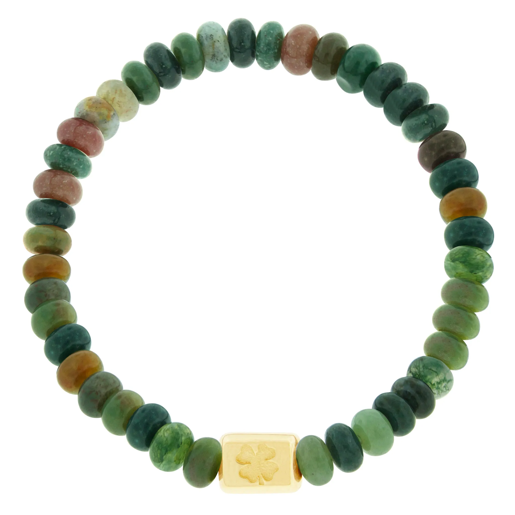 Clover Ingot on Indian Agate Bead Bracelet