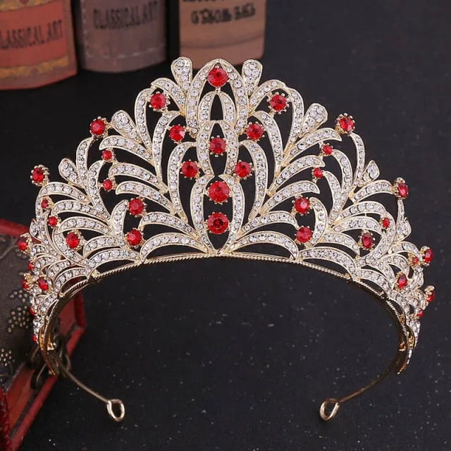 Colored Crystal Pageant Leaf Tiara  Crown