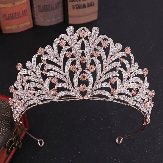 Colored Crystal Pageant Leaf Tiara  Crown